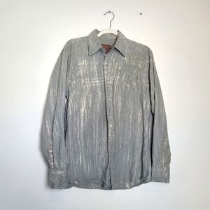 Vintage Y2K Roar Button Up Shirt Embroidered Grunge Edgy Retro Workwear Medium